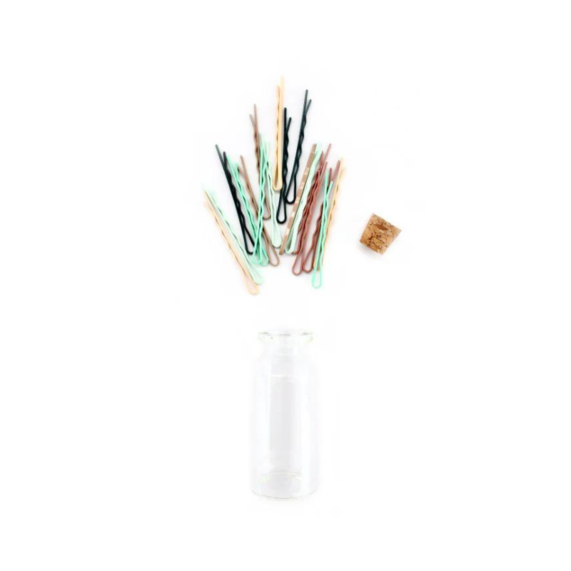 Mini Sleek Bobbies in Glass Bottle Green- Bh&Co