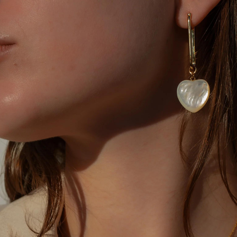 Gemma Heart Earrings in Mother of Pearl - BH&Co
