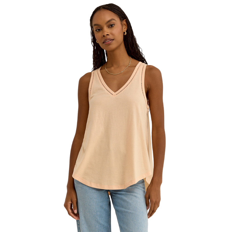 Vagabond Lace Trim Tank, Grapefruit