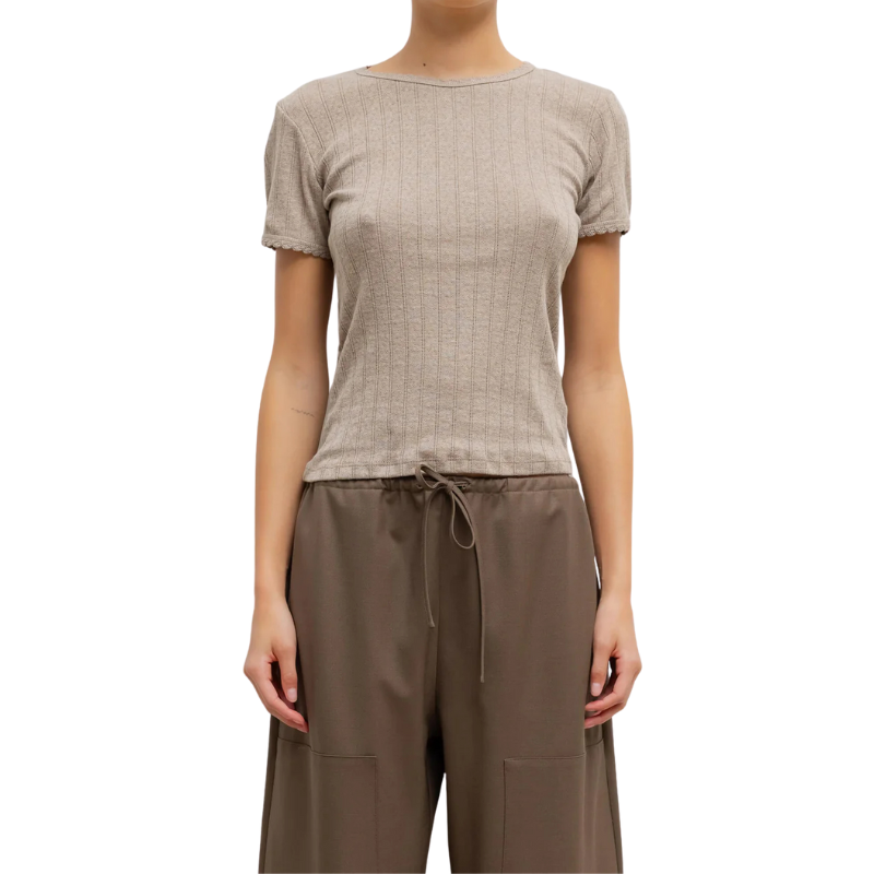 Beige Pointelle Slim Fit