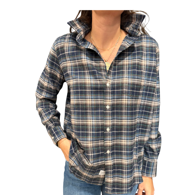 Eileen Shirt in Grey, Yellow, Blue Plaid