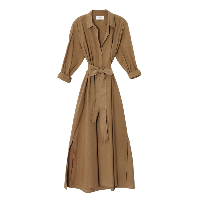 Brown trench coat on a white background