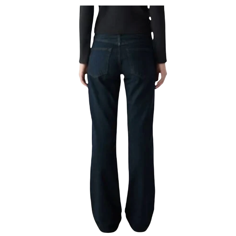 Black pants worn by a person on a white background