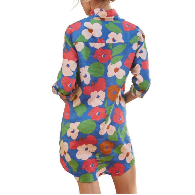 Mary Shirtdress Bright Blue Floral