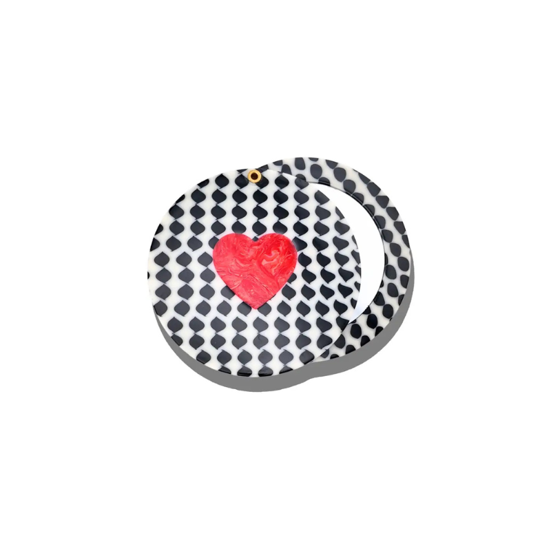 Polka Dot Heart Compact Mirror