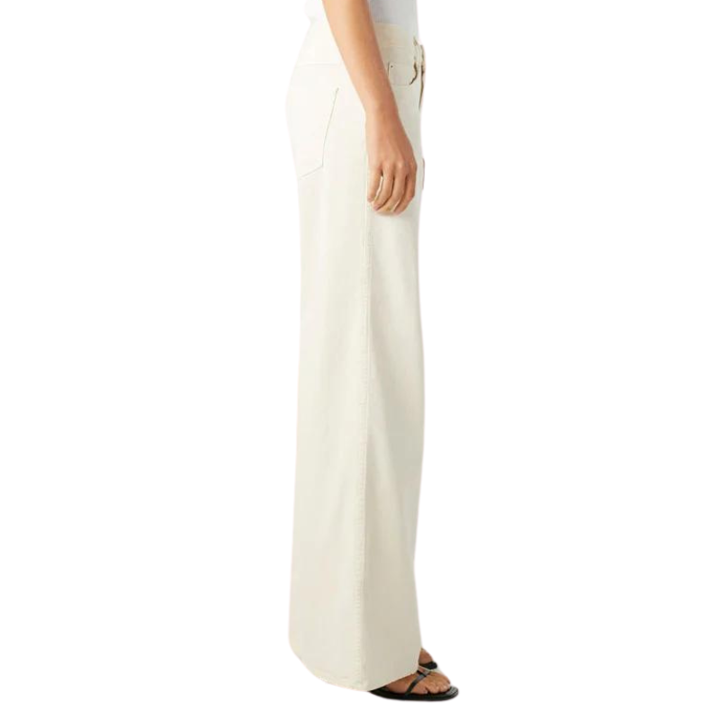 White wide-leg pants worn by a person on a white background