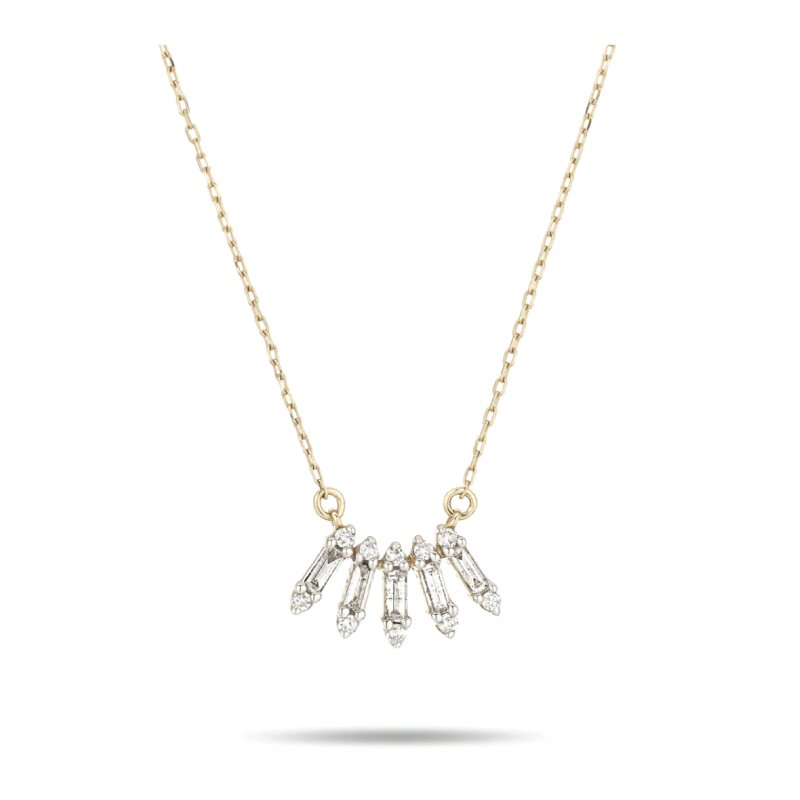 Small Stack Baguette Curve Necklace Gold - BH&Co.