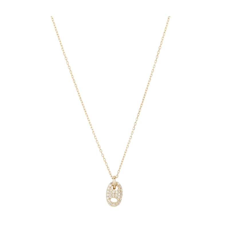 Tiny Pave Mariner Necklace in Gold - BH&CO.