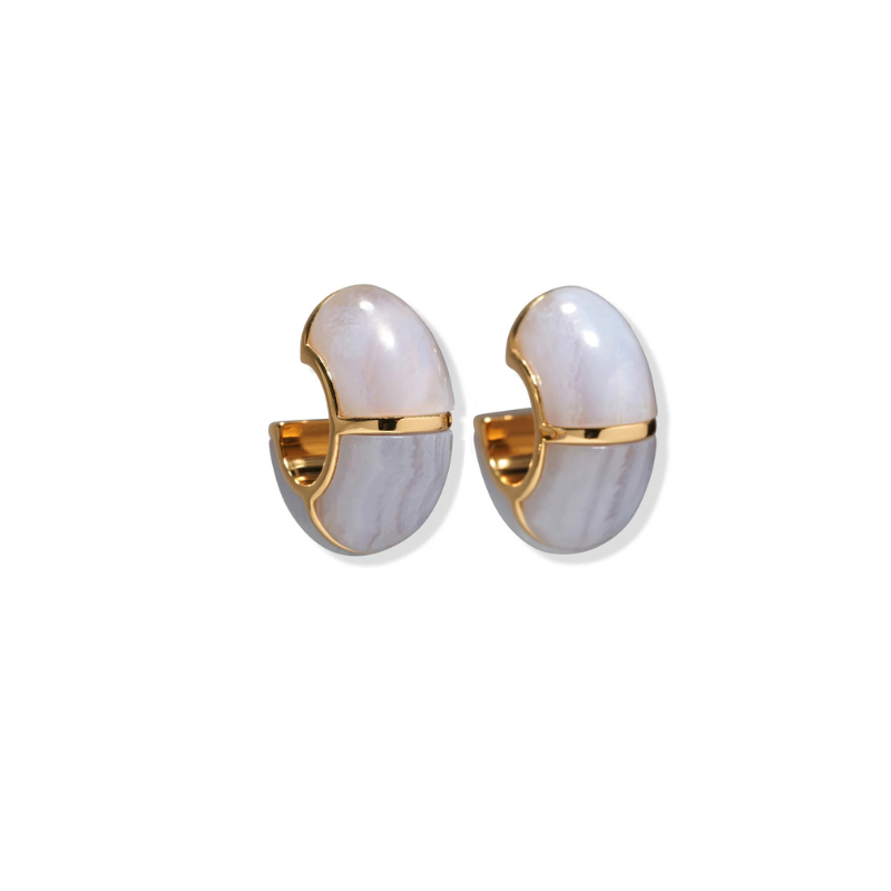 Pair of earrings with gold accents on a white background