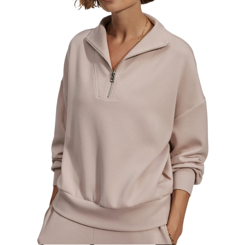 Hawley Half Zip Sweat in Mushroom - BH&Co