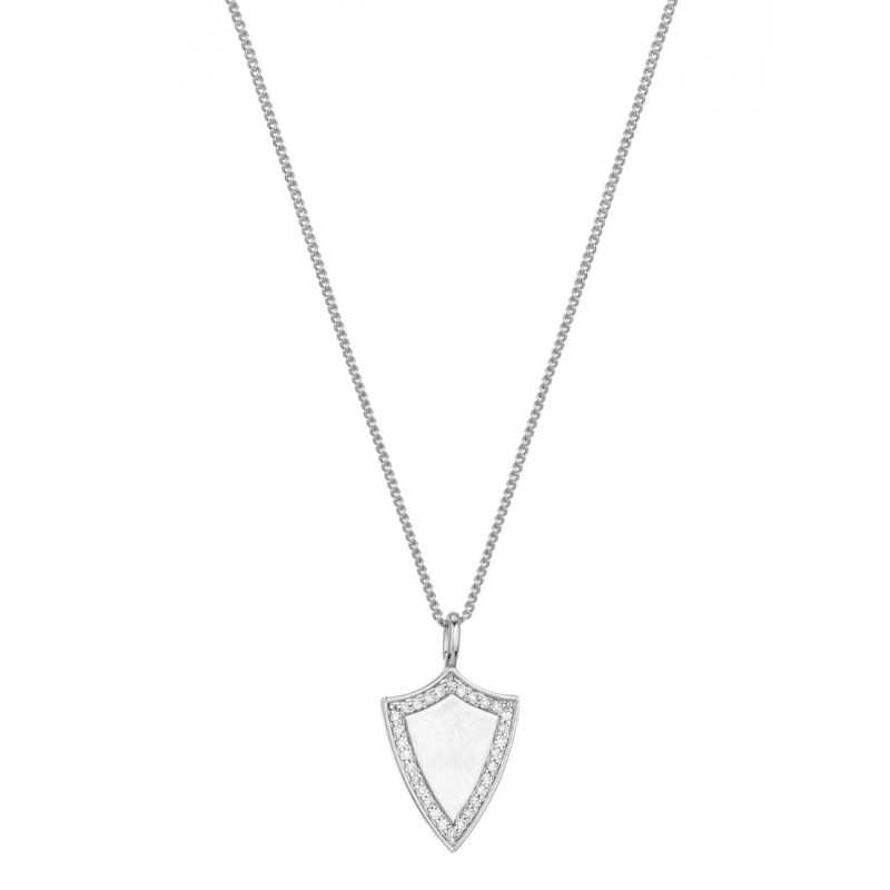 Pavé Shield Necklace in Silver - BH&Co. 