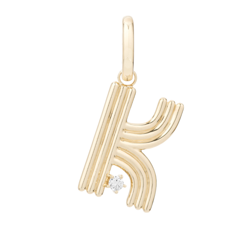 Groovy Diamond Initial Hinged Charm K - BH&Co. 