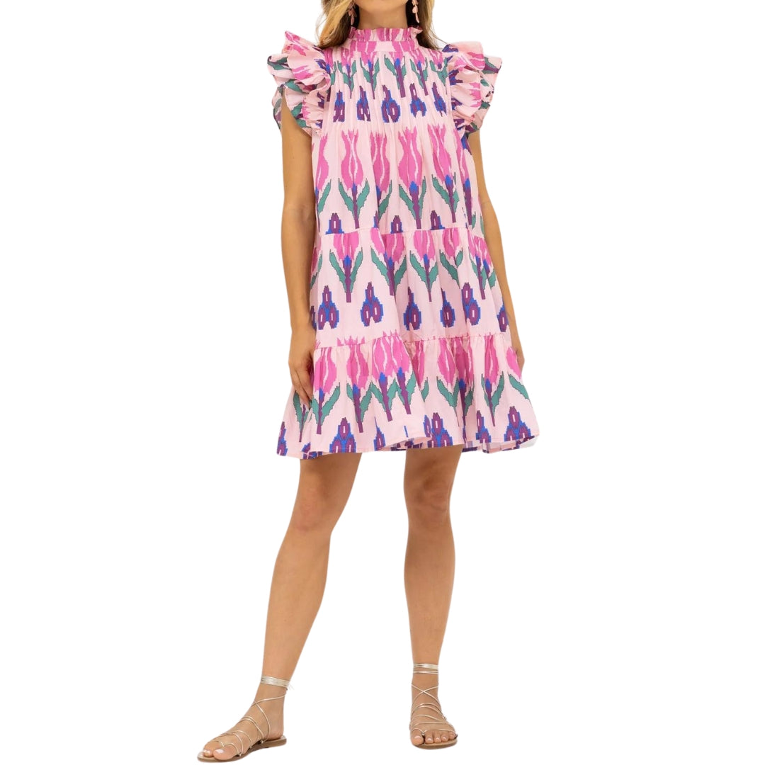 Pintuck Flirty Dress in Sumba Pink - BH&Co