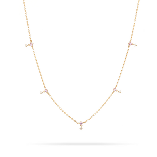 Pink Sapphire and Diamond Drop Station Necklace - BH&Co