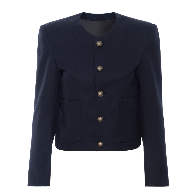 Button Front Jacket In Navy