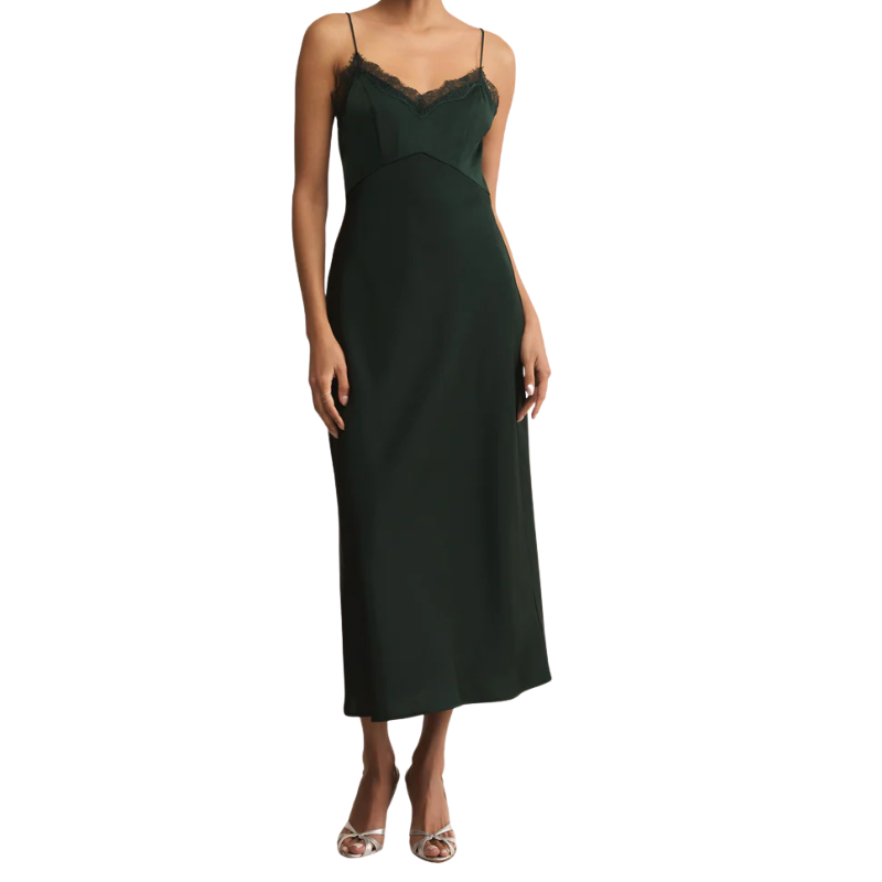 Green evening gown on a white background