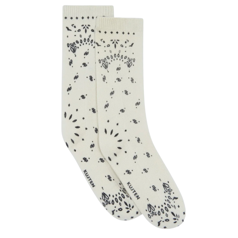 Cashmere Bandana Sock, White - BH&CO