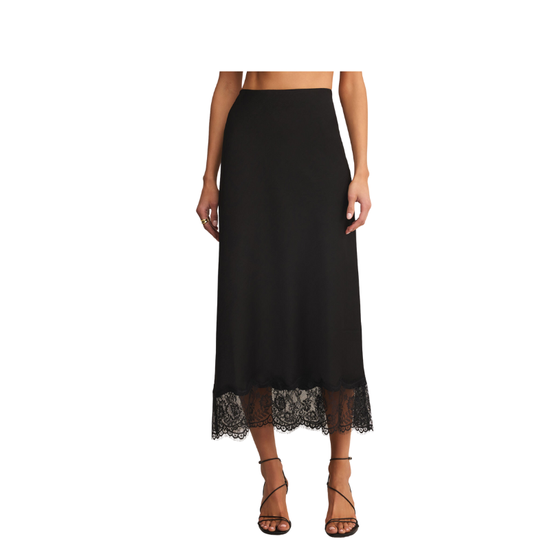 Black skirt with lace hem on a white background