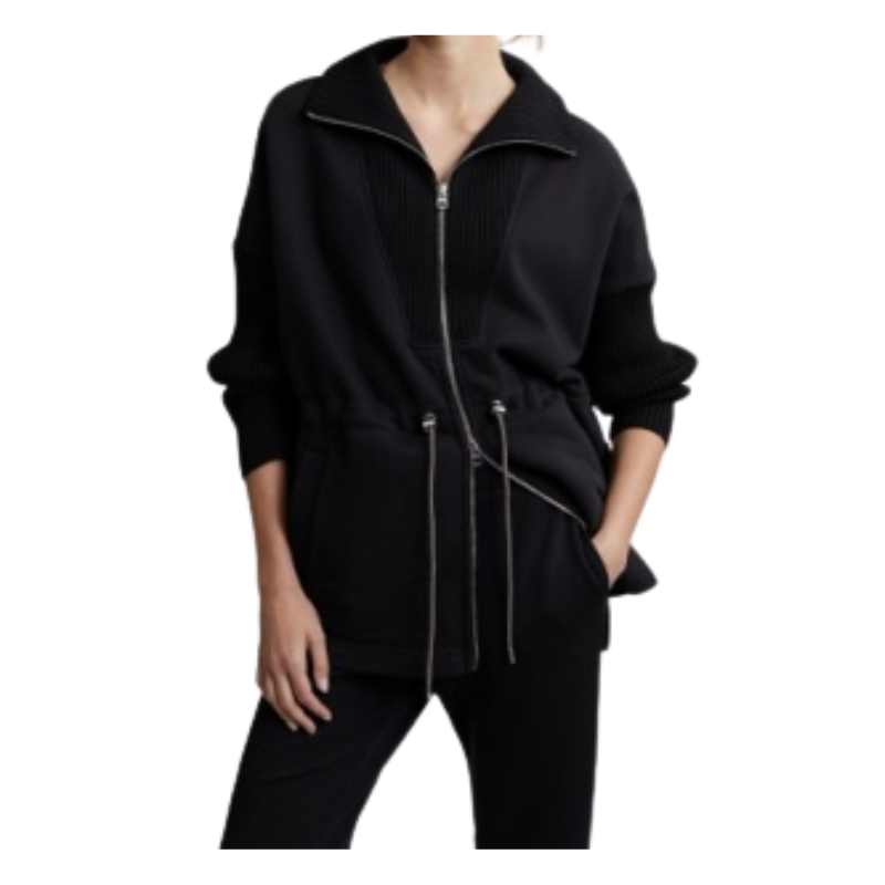 Cotwold Long-Line Zip Through Black - BH&Co