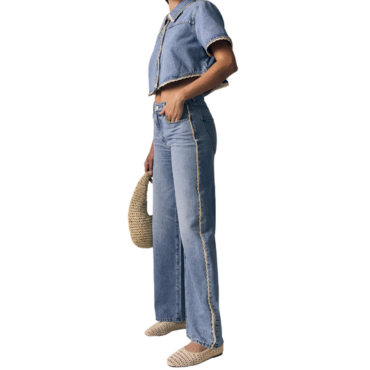 Crochet Trim Column Jean