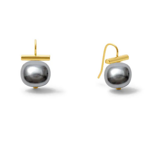 Dark Grey Classic Forever Fave Pebble Pearl Earring
