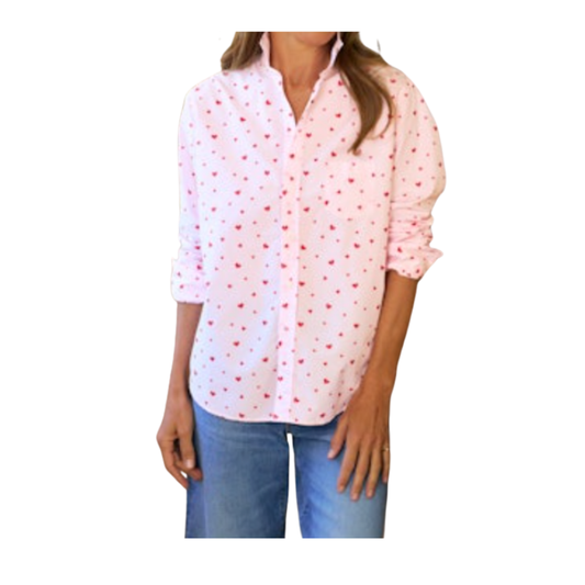 Eileen Shirt in Pink Stripe Hearts
