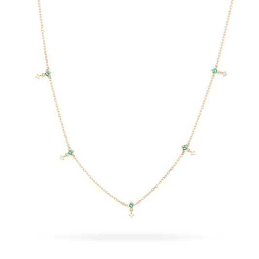 Emerald and Diamond Drop Station Necklace - BH&Co