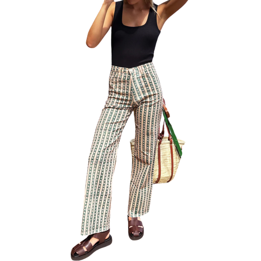 Everyday Pant in Vintage Floral Stripe Pine