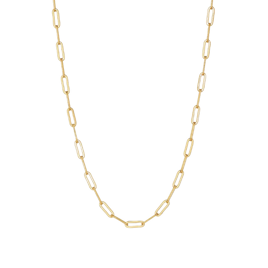 Gold chain necklace on a white background