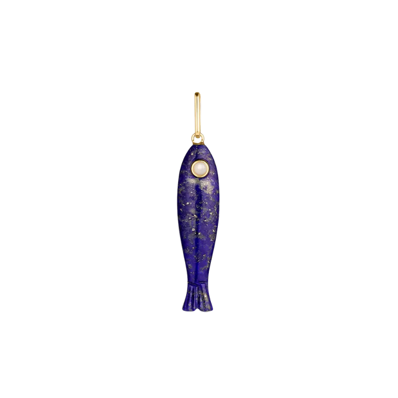 Purple pendant with gold accent on a white background