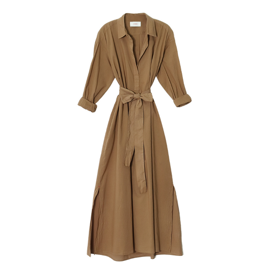 Brown trench coat on a white background