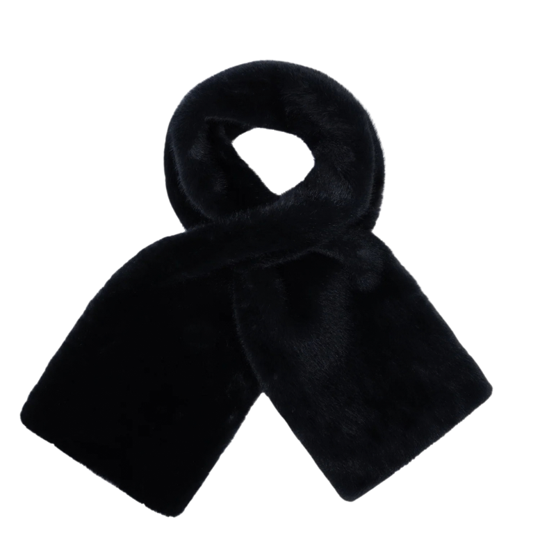 Jemma Faux Mink Scarf, Dark Grey - BH&CO