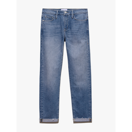 Blue jeans on a white background