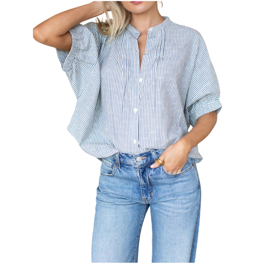 Mandarin Collar Top Mandela Stripe - BH&CO