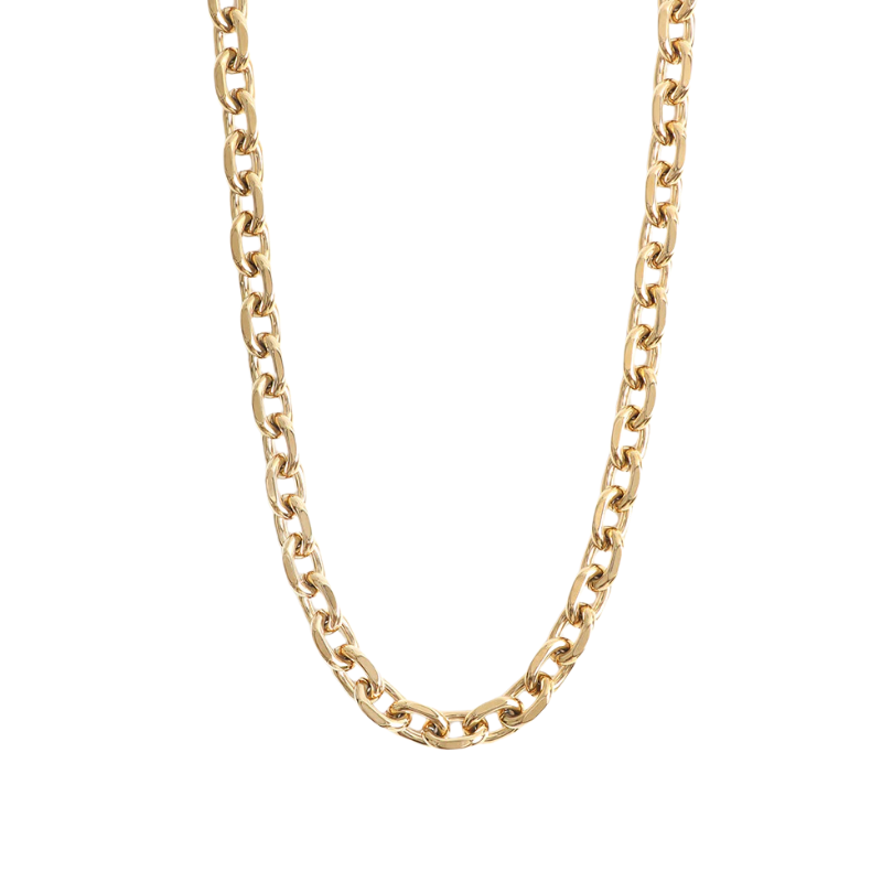 Gold chain necklace on a white background