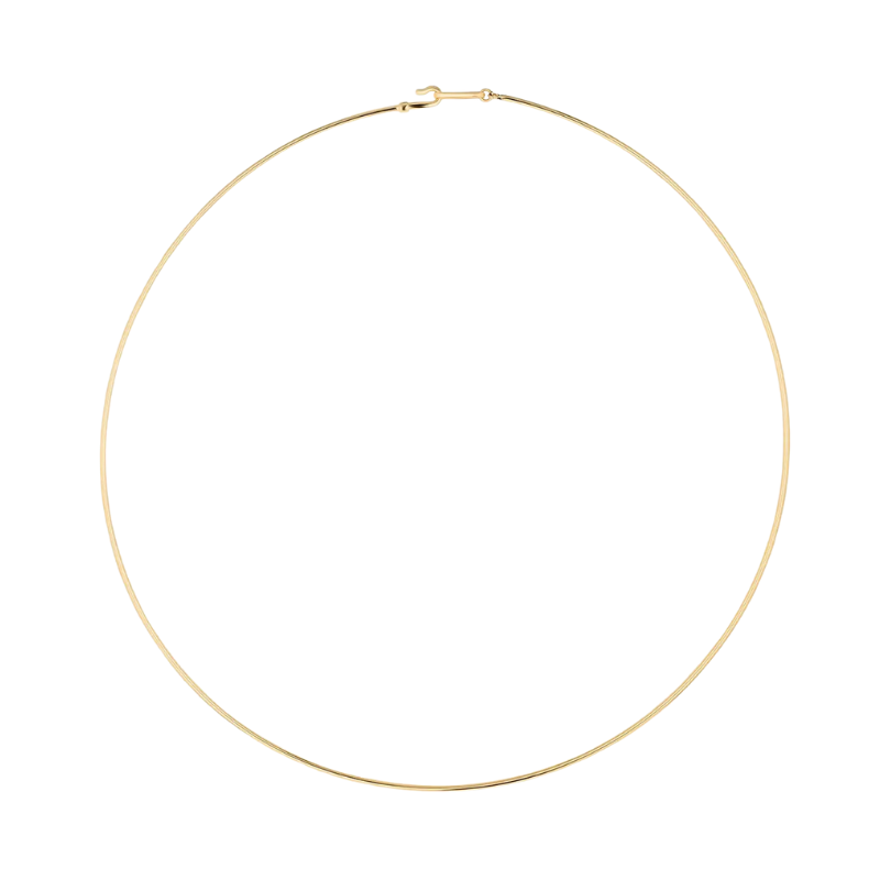 Gold necklace on a white background