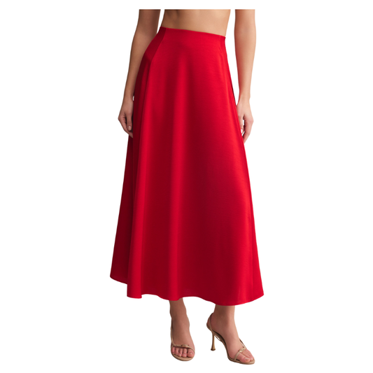 Northpointe Satin Midi Skirt Red
