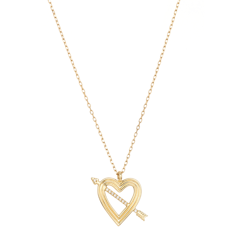 Open Pavé Heart + Arrow Necklace - BH&Co