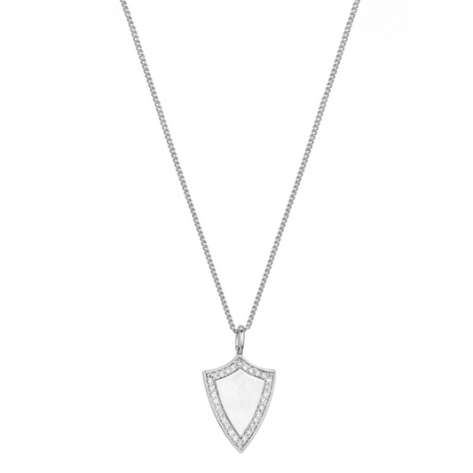 Pavé Shield Necklace in Silver - BH&Co. 