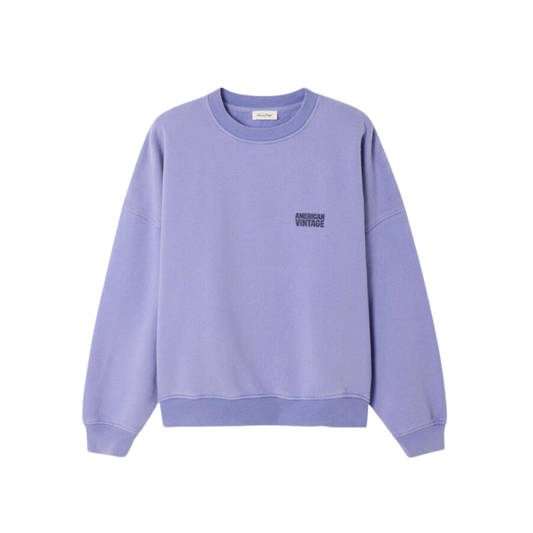 Purple sweatshirt with 'American Vintage' logo on a white background