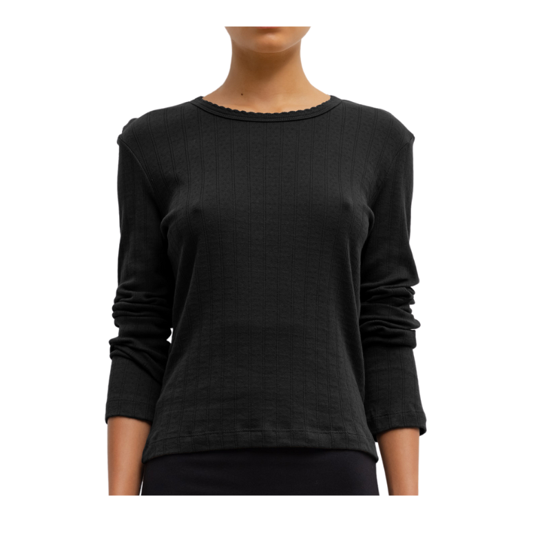 Pointelle Slim Fit Long Sleeve, Black - BH&Co