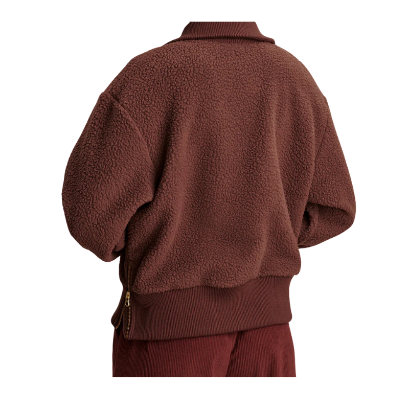 Brown fleece jacket on a white background