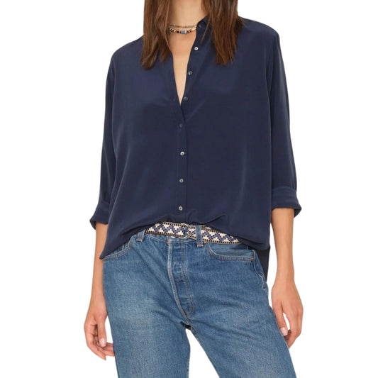 Silk Beau Shirt Navy - BH&Co