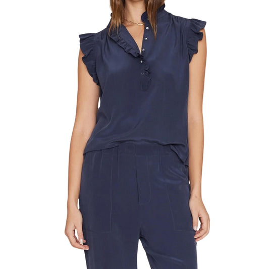 Silk Brenna Top Navy - BH&Co