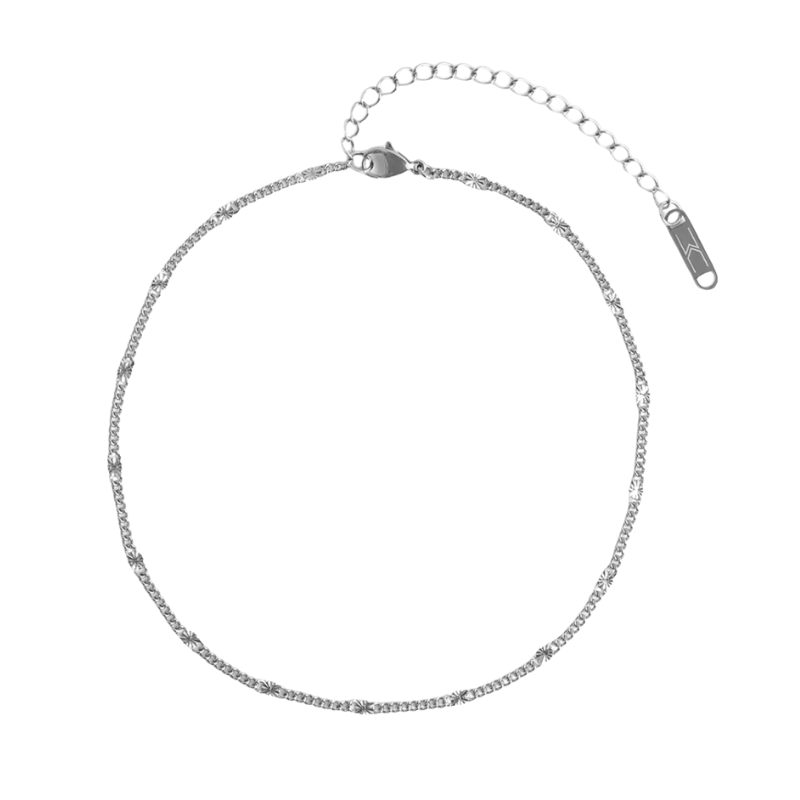 Silver chain bracelet on a white background