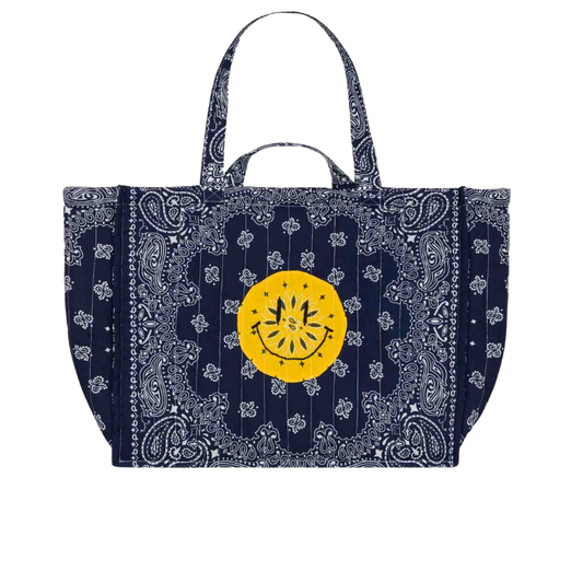 Smiley Face Maxi Cabas Tote Navy