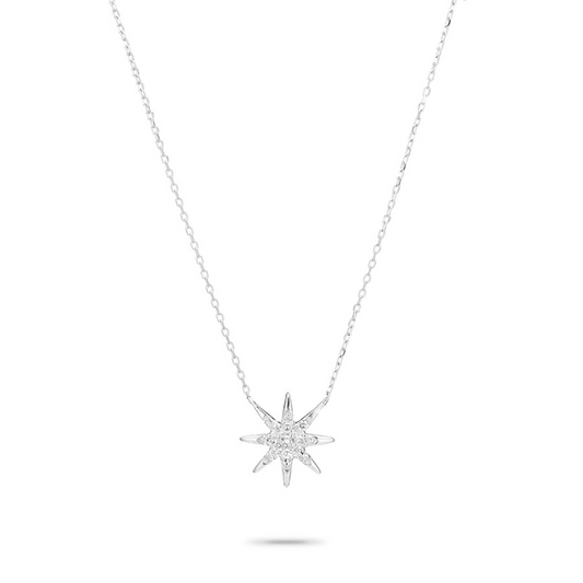 Solid Pave Starburst Necklace in Sterling Silver - BHC&CO