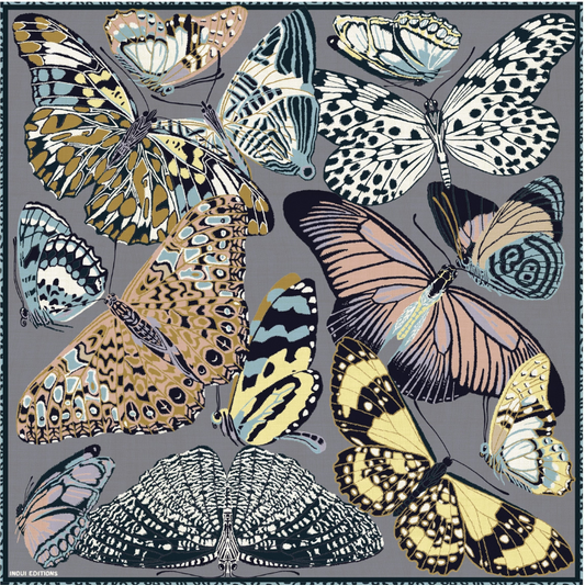 Square 130 Scarf Papillons Grey
