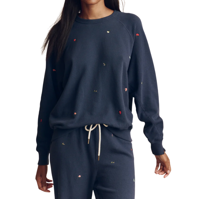 The College Sweatshirt with Tossed Floral Embroidery - BH&CO