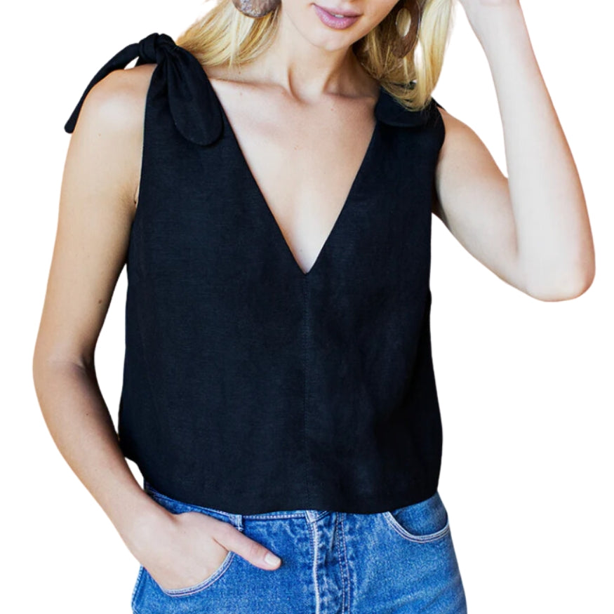 Tie Shoulder Mod Top Black - BH&Co